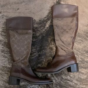 Vintage Coach riding boots brown signature Size 6